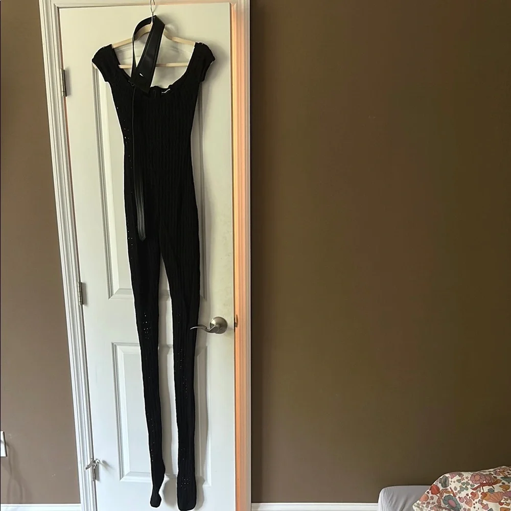 NWOT Maniere De Voir Black Knit Jumpsuit - Picture 5 of 13
